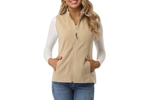 fuinloth Gilet in pile da donna,Termico Senza Maniche Elegante Collare Eretto con Zip e Tasca