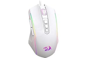 Redragon Souris Gamer Filaire USB,Souris Gaming avec Capteur Optique de 8000 DPI Ajustable,RVB, 9 Boutons Programmables,Souris Ergonomique - Compatible PC/Mac - Blanc