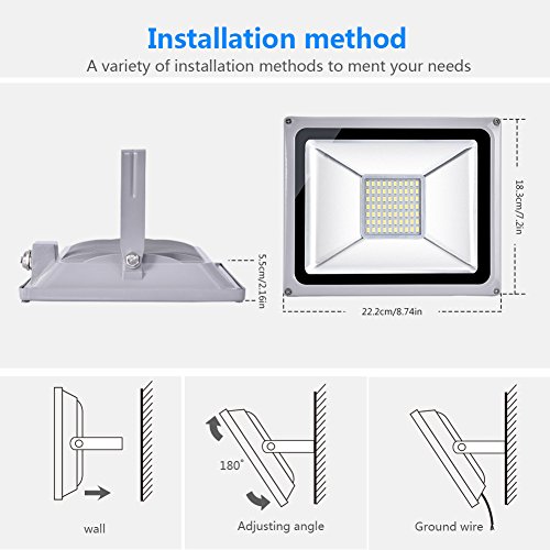HimanJie 20W 30W 50W 100W 150W 200W 300W 500W LED Kaltweiß Wandstrahler Lampe Außenstrahler Aluminium Strahler Flutlicht 220V IP65(50W) - 3