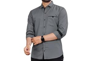 CB-COLEBROOK Men's Regular Fit Solid Soft Touch Cotton Casual Shirt with Pocket Design with Spread Collar & Full Sleeves