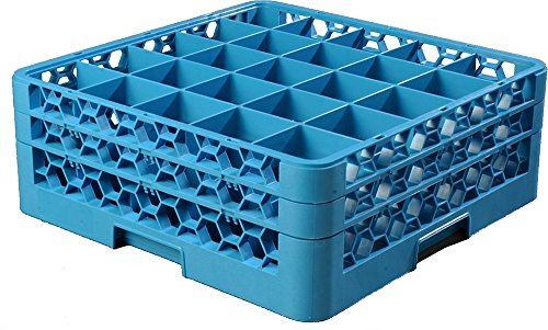 Glaskorb / Spülkorb 25 Fächer, Grundkorb + 2 Aufsätze | Außenhöhe: 18 cm / Innenhöhe 16 cm