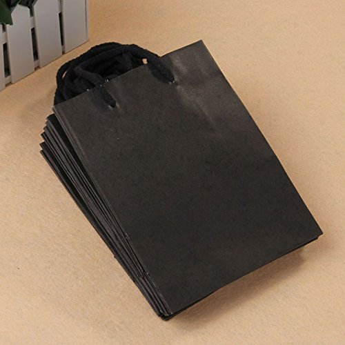 10x Kraftpapier Papiertüte Papiertragetaschen Geschenktüte Tüten Beutel Schwarz - 3