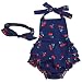 TiaoBug Baby Girls Floral Cherry Ruffles Romper Bodysuit Summer Dress with Headband Navy Blue Cherry 6 Months