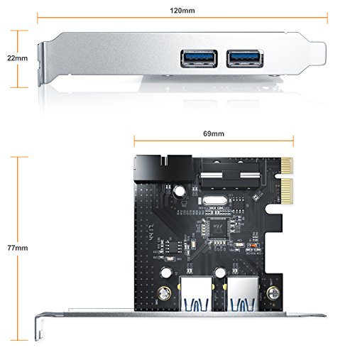CSL – USB 3.0 PCI Express (PCIe) Controller | 2 x extern (Ports) / 1 x intern (Controller/Header) | Schnittstellenkarte USB 3.0 Super Speed | USB Hub intern - 2