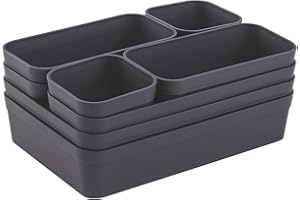Gariella 1x Schubladen-Organizer Set Aufbewahrungs-Box Einteiler Trenn-System verstellbar Utensilien Stauraum Wohn-Badezimmer Kunststoff anthrazit
