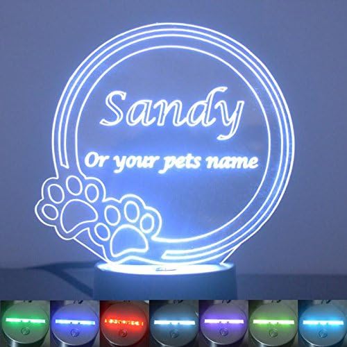 Personalized Paw Print Circle Colour Changing LED Acrylic Light