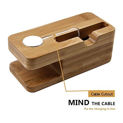 Aussel 2 in 1 Bamboo iWatch Ständer Premium Holz Handy Multi Ladehalterung Cradle Docking Station für beide 38mm und 42mm Halter für iPhone - 2