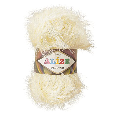 Fransenstrickgarn ALIZE DECOFUR, 100g, #01 cream
