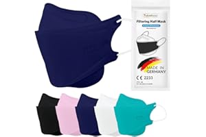 TubeRoo FFP2 Maske blau dunkelblau Fischform, 10 Stück Masken aus Deutschland, Made in Germany, weiche Ohrschlaufen, Atemschutzmaske, Mundschutz