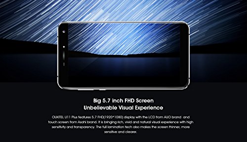 OUKITEL U11 Plus - 5,7 pollici Android 7.0 smartphone, MTK6750T Octa Core 1.5GHz 4GB RAM 64GB ROM, fotocamera doppia 16MP + 16MP, batteria 3700mAh, struttura in metallo, impronte digitali, doppia SIM - bianca