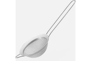 AHASON'S Fine Mesh Strainer Stainless Steel Fine Mesh Sieve 8cm with Long Handle, Rust Free Strainers and No Sharp Edges Size (8cm, Stainless Steel)