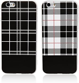Loleemon iphone iPhone 6 6s Case [ with Free Tempered Glass Screen Protector ], TPU Soft Cover for Apple iPhone 6 4.7'', Checkered Pattern Design Gel Skin Protective Case for iPhone 6 4.7 Inch (White)