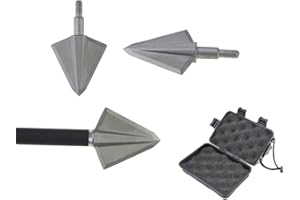 ZSHJGJR 6pcs Punte di Freccia Punte da Caccia 2 Lame in Acciaio Inox Lama Fissa Testa Larga Broadheads di Frecce per Arco Composto e Balestra