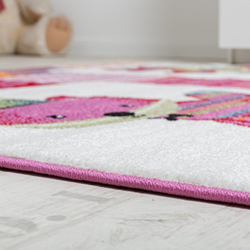 Teppich Kinderzimmer niedliche Füchse Kinderteppich Fuchs Mehrfarbig Pink Creme, Grösse:200×280 cm - 2