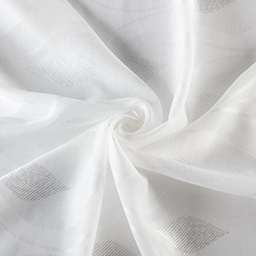 URBAN HABITAT Adele Voile Vorhänge, vorhänge modern wohnzimmer, ösen für Gardinen, Halbtransparenter Stoff, Modern und Raffiniert ( 2 Stücke, 127x241cm(BxH)) Elegant Weiß - 4