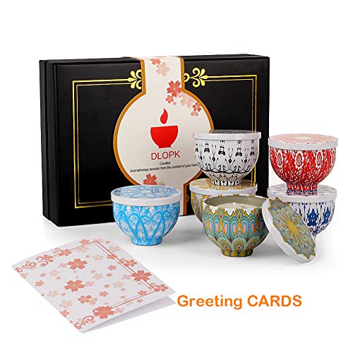 DLOPK Candele profumate Set da 6 Candele aromatichen 100% Cera Naturale di Soia Profumate Regalo per La Decorazione di Aromaterapia Confezione Regalo per Compleanno, Matrimoni e Natale