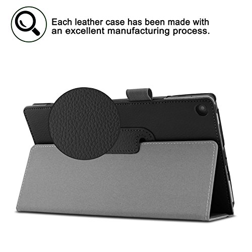 Hülle für Fire HD 8 (8-Zoll-Tablet, 7. Generation – 2017), Infiland Slim Fit Folio PU-lederne dünne Kunstleder Schutzhülle Cover Tasche für Fire HD 8 (8-Zoll-Tablet, 7. Generation – 2017)(mit Auto Schlaf / Wach Funktion)(Schwarz) - 6