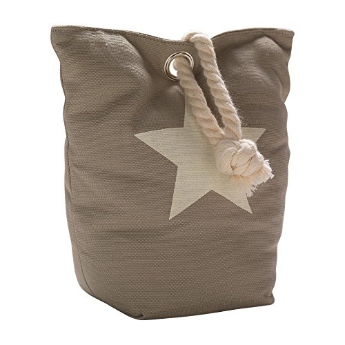Lilienburg TÜRSTOPPER schwer Stoff Sack STERN mit Seil 100% Baumwolle + 2 x Dekoherz aus Holz (Taupe) - 2