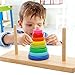 MWZ Tower of Hanoi Rainbow Stacking Rings Stcacker Board Wisdom Development Wooden Building Set Puzzle Game for Baby Kids, 3-Year-Old