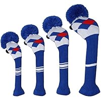 Scott Edward Azul Rojo Blanco Argyles Golf Club cabeza Covers, giratorio número etiquetas, hilo acrílico double-layers de punto, juego de 4