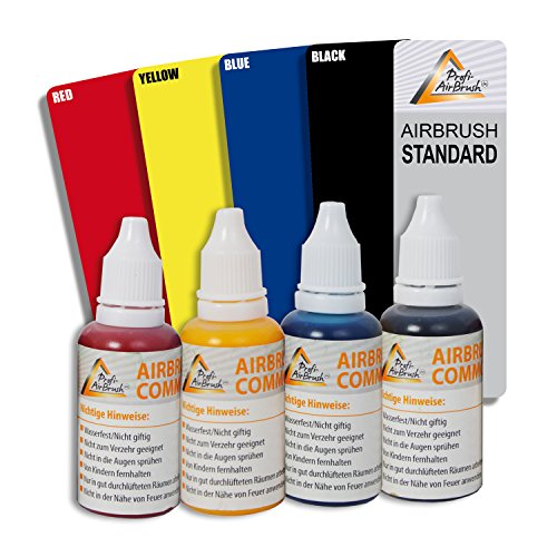 PROFI AIRBRUSH SET ULTIMATE Set I mit 6* TATTOO und 4* FARBEN KIT mit sehr leisem AIRBRUSH KOMPRESSOR, UNIVERSAL AIRBRUSH PISTOLE DOUBLE ACTION inkl. 3 Düsen + Nadeln + Fliesbecher + Glas und Druckluftschlauch integr. 2 fach Airbrush HALTERUNG - 4