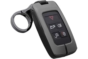 ontto - Funda Protectora para Llave de Coche Land Rover Range Rover Sport Evoque Velar Discovery 5 2018 2019 2020 con Llavero, Cuero, Negro