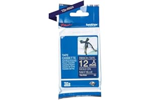 Brother oryginalna taśma tekstylna P-touch TZE-RN34, 12 mm, złota na kolorze granatowym (m.in. do Brother P-touch H200, H100LB/R, H105, E100/VP, D200/BW/VP, D210/VP)