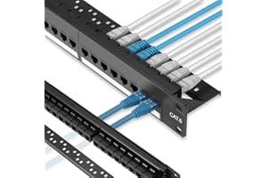 FIBAsource 24 Port Cat6 Pass-Thru Coupler Patch Panel with Inline Keystone 10G Support, 19-Inch 1U Toolless Termination, Easy Installation