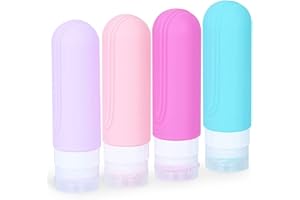 ZEACCT 4 Stück Silikon Reiseflaschen 90ml Set, Auslaufsicher Portable Container, FDA Zugelassene Nachfüllbare Flüssigkeitsbehälter für Shampoo Creme Spülung Körperpflege(Mehrfarbig).