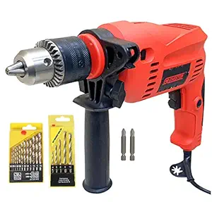 Cheston 13mm Impact Drill Machine Reversible Hammer Driver Variable Speed Screwdriver (Drill with BITS for Drilling and Screwdriver)