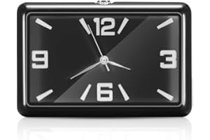 Winbang Reloj del Tablero de Instrumentos del Coche, Relojes del automóvil Reloj de Cuarzo Decoración Hermosa del Coche Reloj Adornos Mini Estilo Adhesivo (Negro)