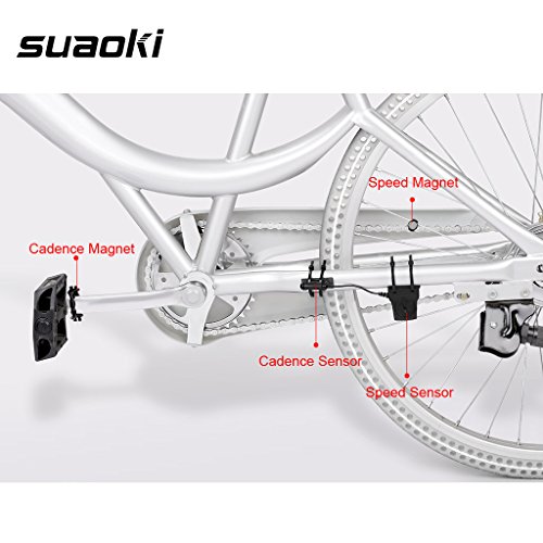 Suaoki 3000 Drahtloser Fahrradcomputer Digitaler Wasserdichter Radcomputer mit Trittfrequenzsensor, Geschwindigkeitssensor, Hintergrundbeleuchtung LCD Display, Kalorien und Temperatur usw. 22 Funktionen - 5