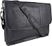 Produktbild UNICORN Echt Leder 17" laptop Tasche Messenger Schwarz #7G