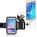 Produktbild K-S-Trade TOP Set für Samsung Galaxy J5 (2016) Neopren Jogging Armband Sportarmband Oberarmband für Samsung Galaxy J5 (2016) schwarz mit Reflektor Streifen + Ohrstöpsel. Fitness Lauf Armband