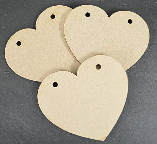 40mm Hanging Bunting Heart MDF Wooden Blank Plaque Decoration - Pack of 50