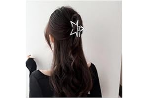 fdsmall Hair Claw Sliver Star Metal Hair Claw Clips for Thick Heavy Hair Strong Hold Claw Barrettes Star Designs Hair Barrettes Fashion Hair Accessories for Women Girls (Silver)