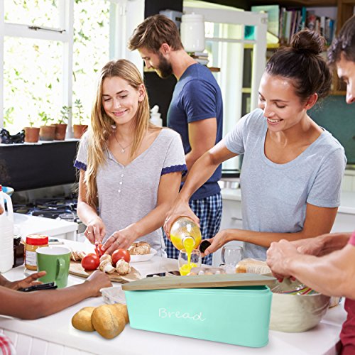 GranRosi Brotkasten – geräumige Metall Brotbox mit hochwertigem Bambus Schneidebrett - 2