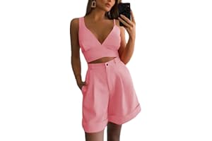 ORANDESIGNE Completo Donna Elegante Tailleur Estivo Tinta Unita Shorts e Top Due Pezzi Tuta Business OL Formale per Ufficio Sexy Moda Set di Pantaloncini