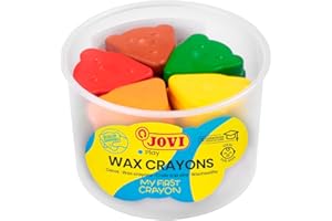 Jovi - Cires ergonomiques pour enfants MY FIRST CRAYON - Lot de 30 cires en 8 couleurs assortis pour un apprentissage créatif, Forme d'ours, Très résistant (943)