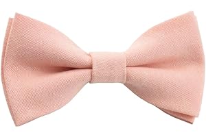 DB DICKIE BOW Children's Kids Boys Vintage Blush Pink/Pink Peach Pre-Tied and Elasticated Cotton Bow Tie - suitable for formalwear, weddings, parties, pageboy outfits