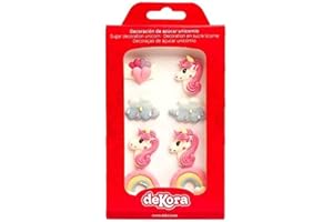 Dekora - Decoration Cupcake Comestible | Decoration Gateau Comestible avec la Forme des Licornes, Nuages et Coeurs - Pack de 8 Figurines comestibles, Taille Unique