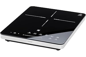 WMF Kult X - Placa de inducción portatil de acero inoxidable 18/10, 2100 W, cocina o calienta, 6 programas y 8 potencias, fácil limpieza