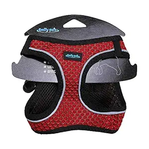 Emily Pets Mesh Dog Harness, Step in Adjustable Harness for Small and Medium Dogs (Medium, Red)