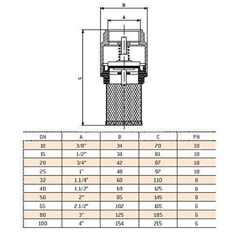 Stabilo-Sanitaer Messing Fussventil 1 1/ 2 Zoll DN40 Innengewinde Ansaugfilter Saugfilter Rückschlagventil Saugkorb - 4