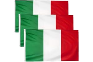 BIGTREE 3 pezzi 90 X 150 cm Bandiera Italiana Bandiere Italian Flag Festival con 2 occhielli in metallo all'aperto Celebrazione per Italia Feste Decorazione per Sport da Giardino Campionato europeo italiana