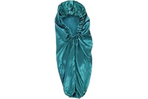 ZCSOWE Gorro Largo de Satén Gorros de Noche Grandes con Banda Elástica Suelta Cinta de Satén para Protección del Cabello para Mujeres y Niñas Cabello Rizado(Azul)
