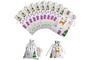 KnR Harmony Pochette en Lin 10 Pièces Sachets en Jute Pochette à Bijoux Petit pour Noël Cadeaux 10 x 14cm