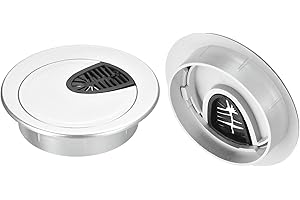 QUARKZMAN 2 Pièces Cache-Trou de Câble Passe Cable Bureau, 2-9/16"(65mm) Cache-Trou de Câble en ABS pour Bureau, Organiseur de Câbles pour Ordinateur de Bureau, Argent