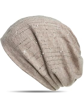 CASPAR MU142 Beanie Mütze mit stylischen Strass Streifen und warmem Flanell Stoff