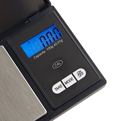 VonShef tragbare digitale Taschenwage mit 1kg Kapazität & beleuchtetes LCD-Display – Schwarz/Edelstahl - 5
